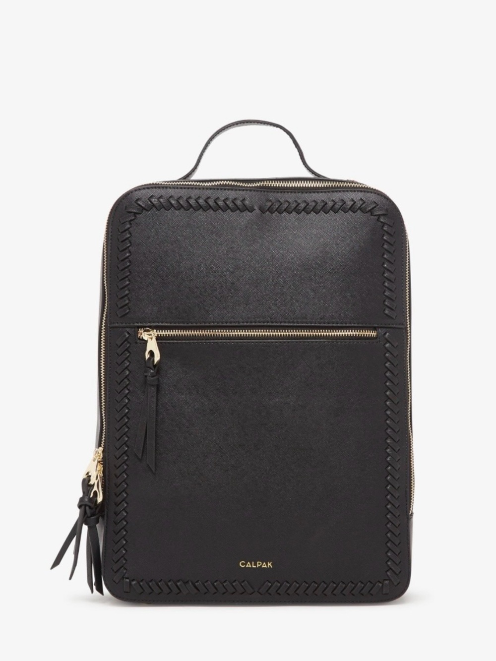 Calpak Black Structured Laptop Backpack with Woven Trim